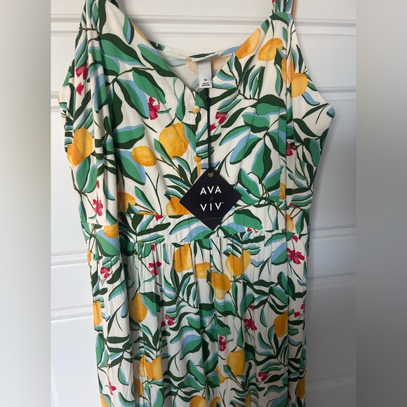 Ava and Viv 3X NWT Floral Lemon ๐ Print Maxi Dress ๐ - Picture 2 of 5